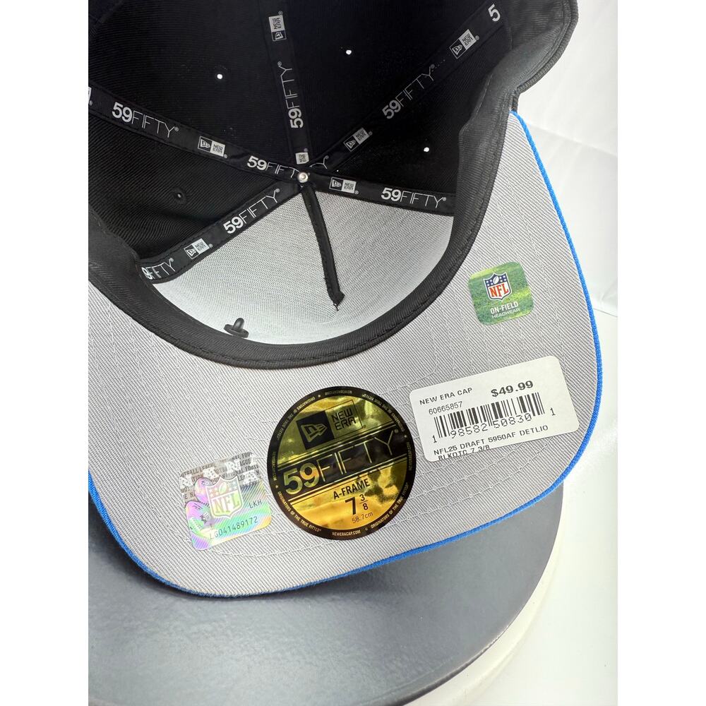 New Era Detroit Lions 2025 Draft Black 59FIFTY A-Frame Fitted Hat Size 7 3/8 NFL - Picture 5 of 7